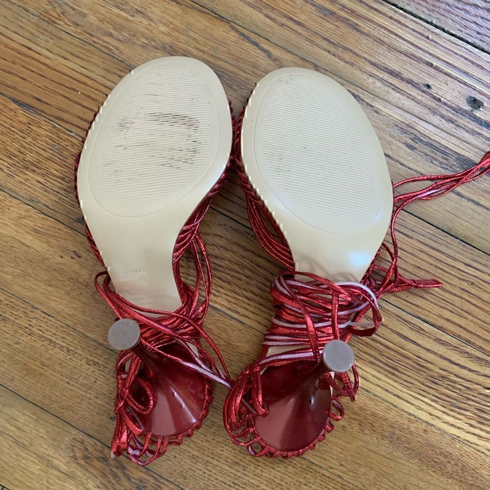 MANGO - Metallic Red Strappy Heeled Sandals - Picture 11 of 11